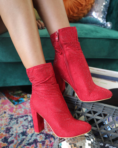 Circle G by Corral Red Zipper Ankle Booties