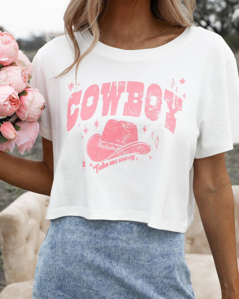 Cowboy Take Me Away Grey Cream Graphic Tee – Pink Lily