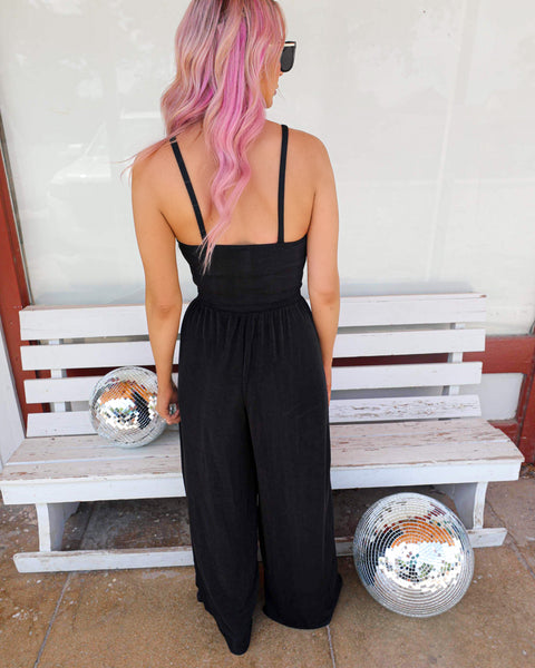 Brielle Black Slinky Pant Set - The Lace Cactus