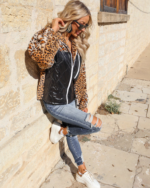 Cason Black Leopard Jacket - The Lace Cactus