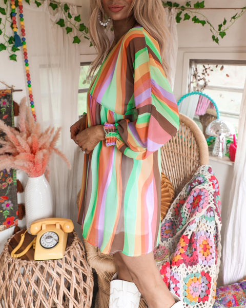 Raiden Rainbow Retro Dress - The Lace Cactus