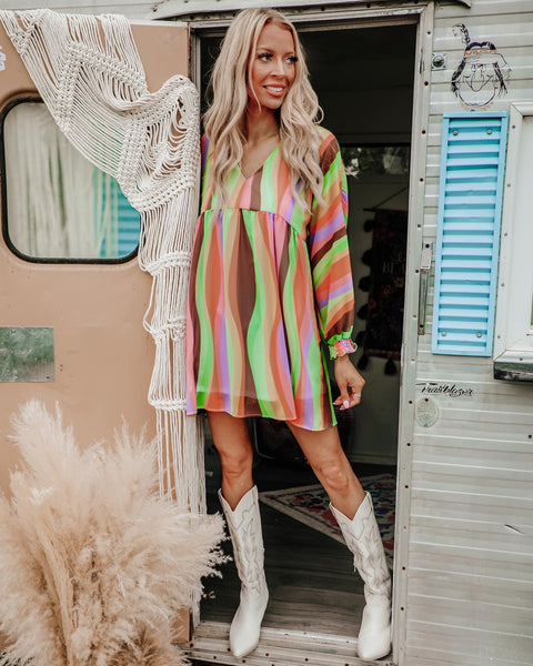 Raiden Rainbow Retro Dress - The Lace Cactus