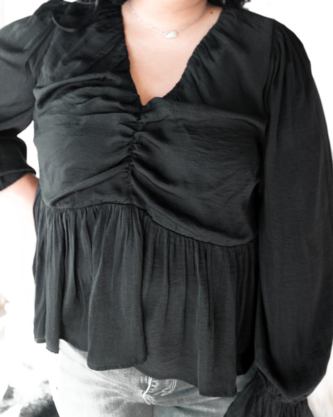 Bellevue Black Babydoll Top - The Lace Cactus