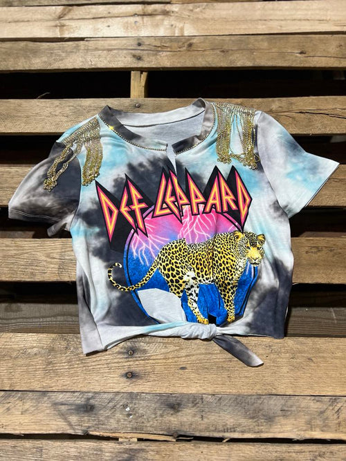 "KC" Def Leppard Rocker Babe Crop Graphic Size: S