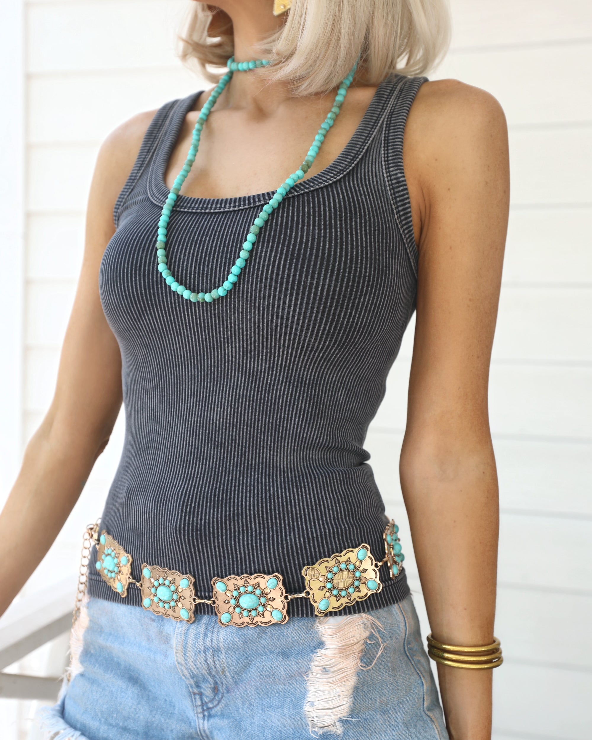 Black Ribbed Stretch Tank
