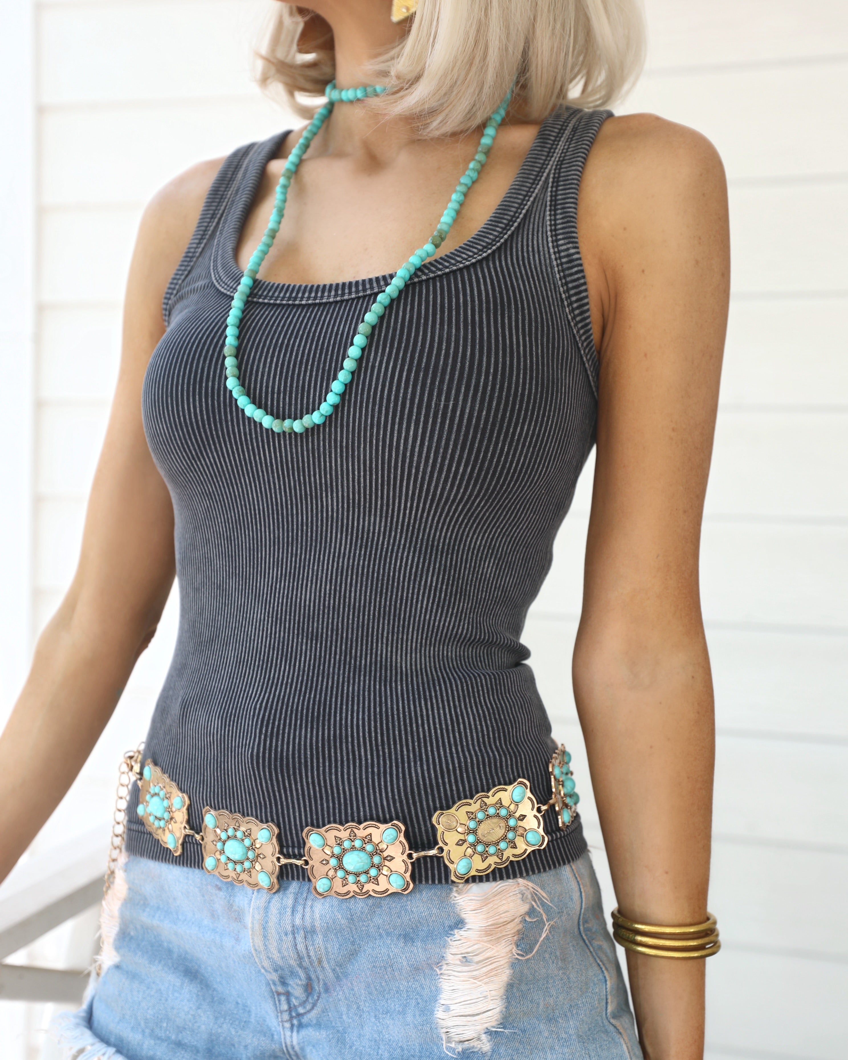 Black Ribbed Stretch Tank