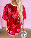 Red & Pink Heart Sequin Top - The Lace Cactus