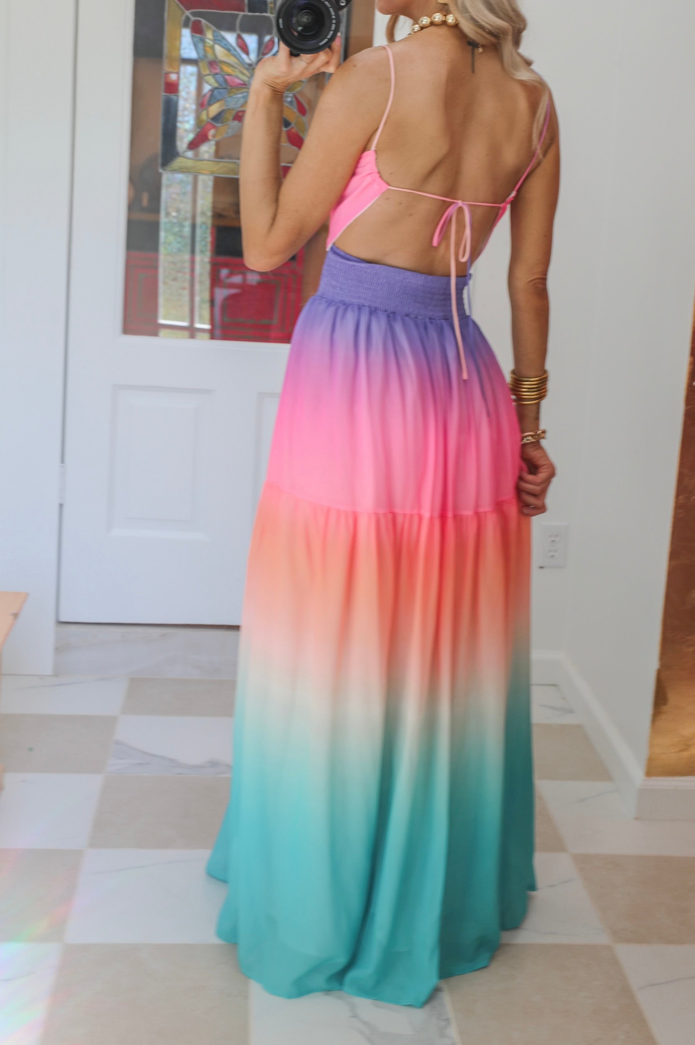 Vanessa Pink Ombre Maxi Dress