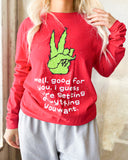 Grinch Peace Sign “Well, Good For You” Sweater - The Lace Cactus