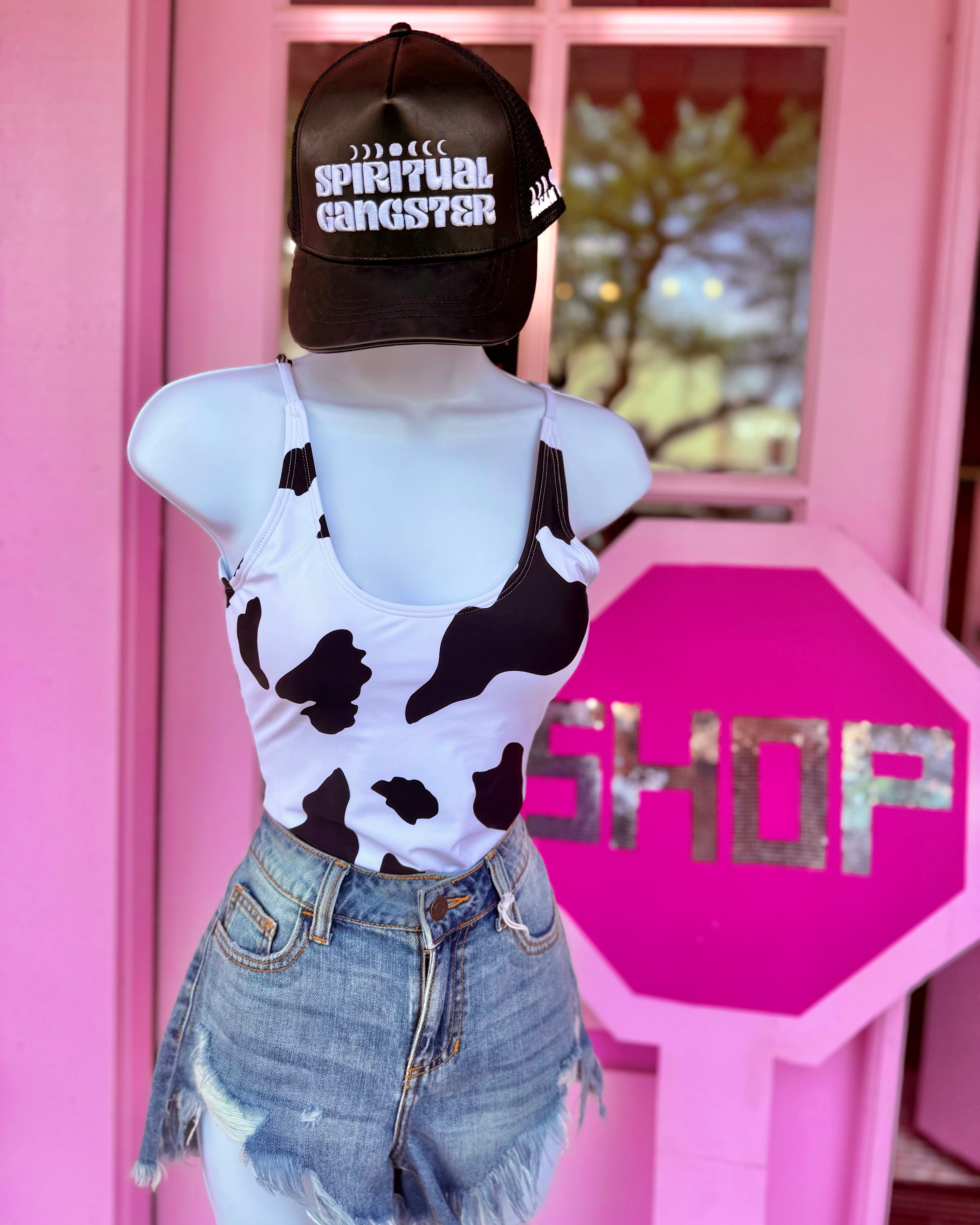 One Piece Cow Print Swimsuit