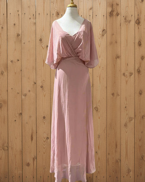 "KC" Mauve Chiffon Overlay Maxi Dress: Small