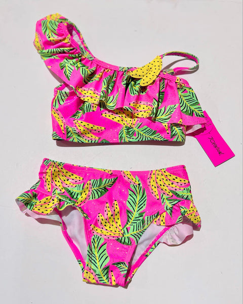 Hot Pink Tropical 2 Piece Swimsuit (KIDS)