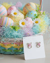 Pearl Bunny Pink Flower Earrings