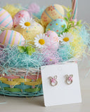 Pearl Bunny Pink Flower Earrings