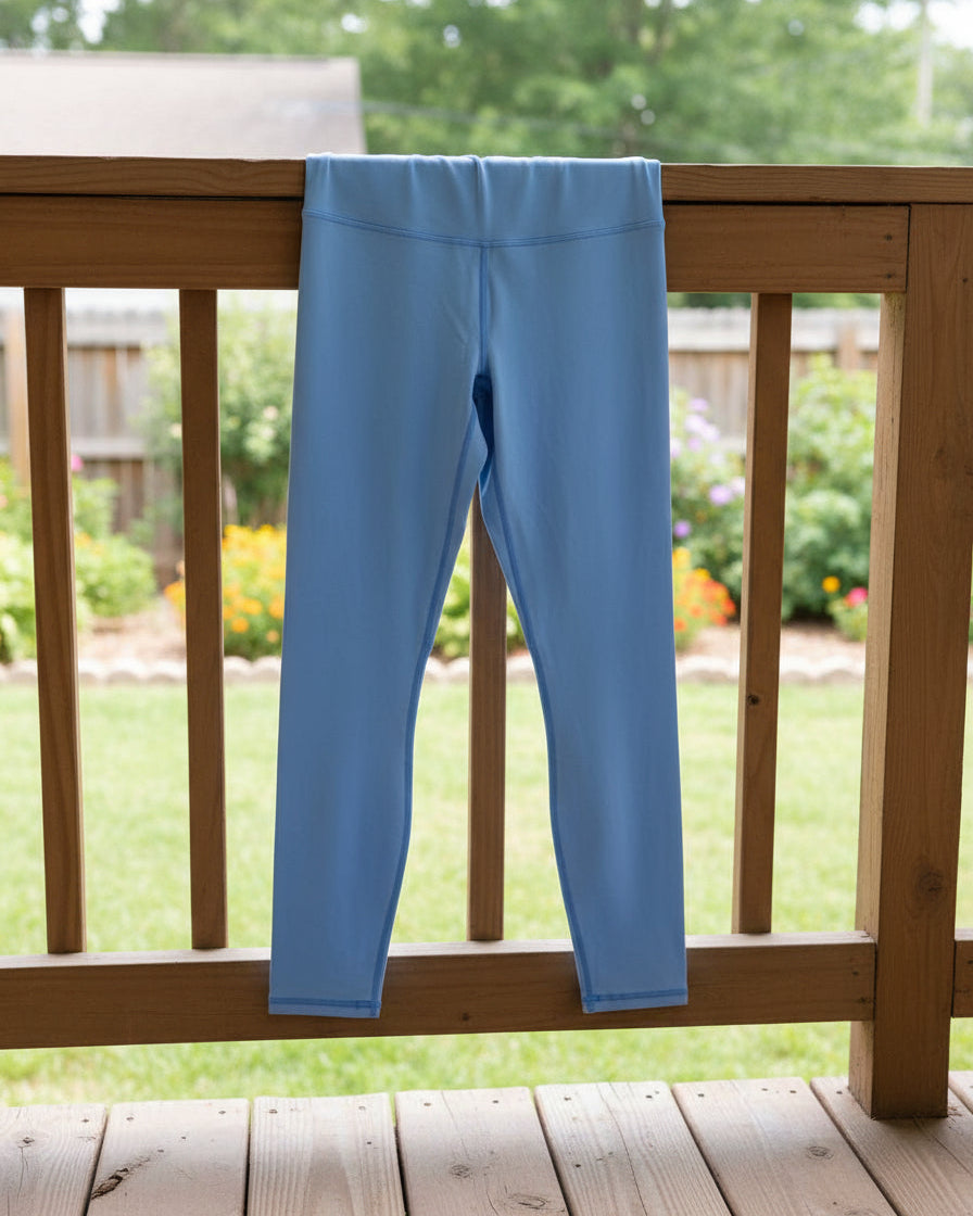 "KC" Blue & Green Criss Cross Fableticts Legging: Small