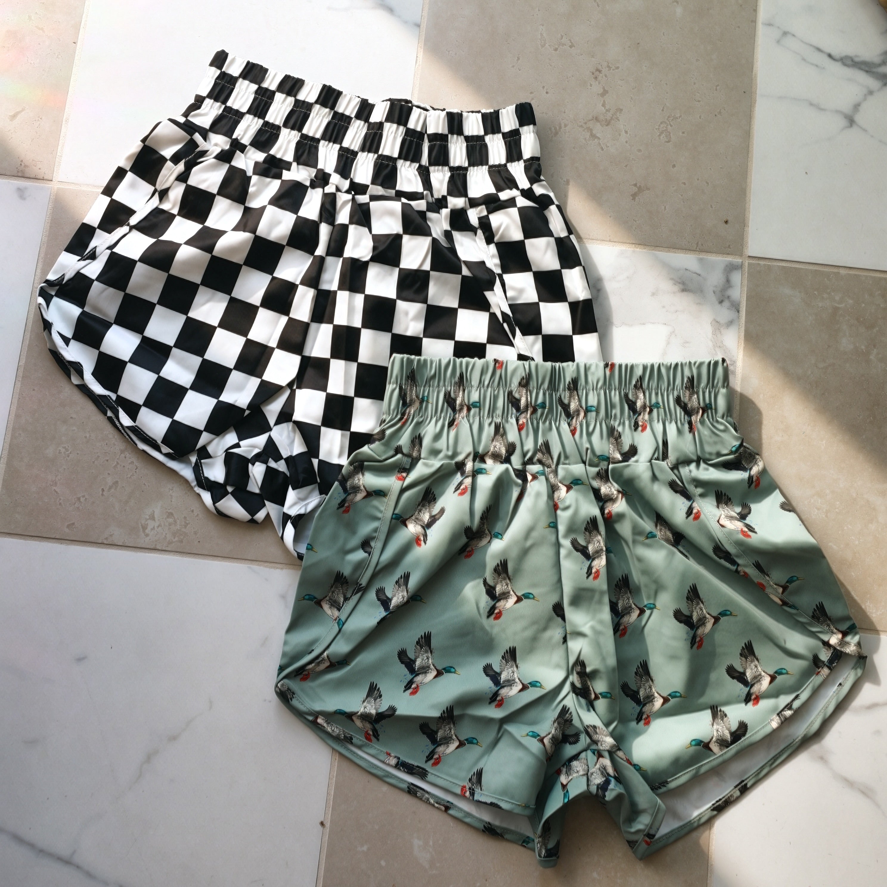 Black & White Checkered Athletic Shorts
