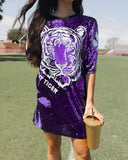 Purple “Easy Tiger Sequin Tunic Top - The Lace Cactus