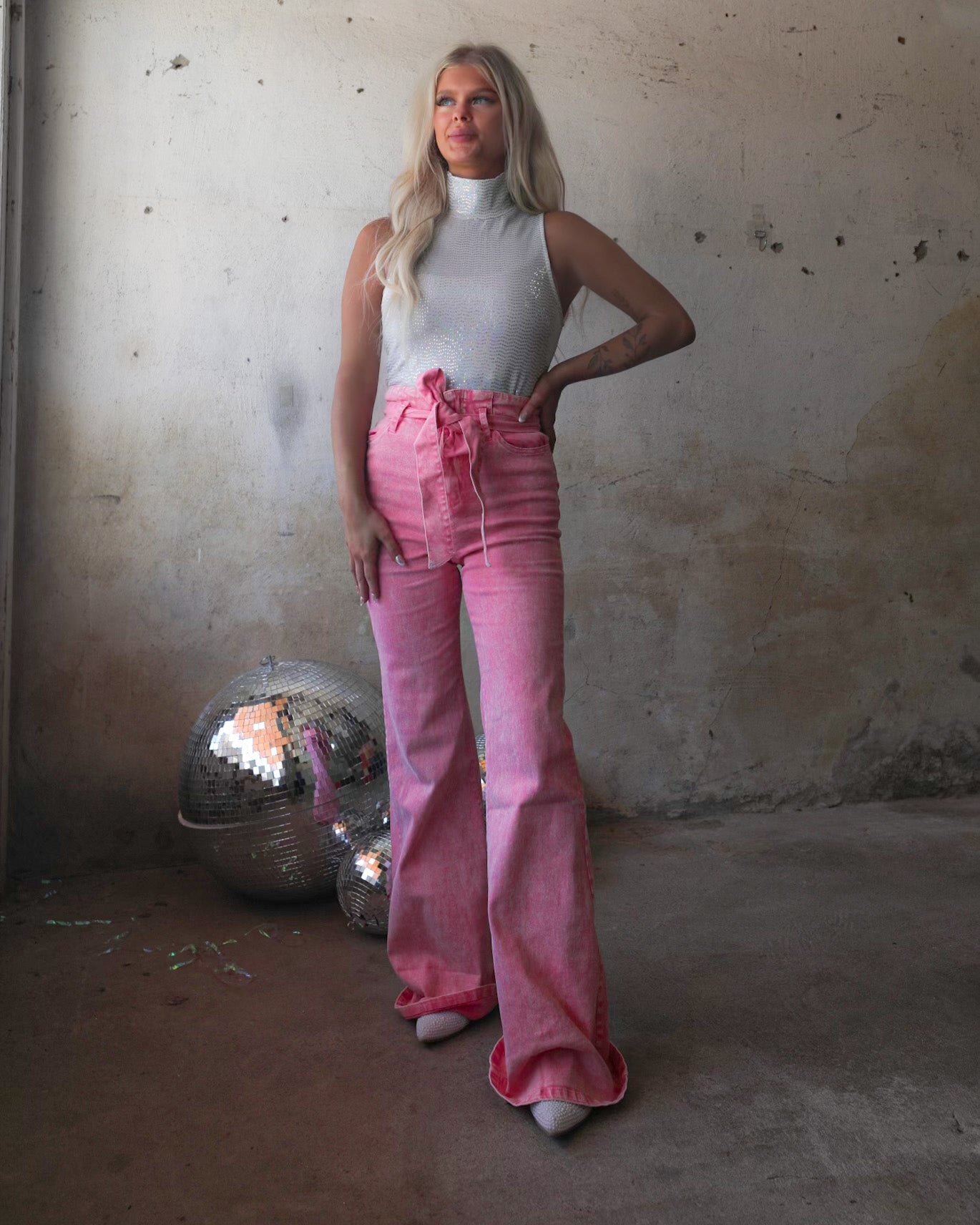 Hey Girl Hey Pink Denim Bell Bottoms - The Lace Cactus
