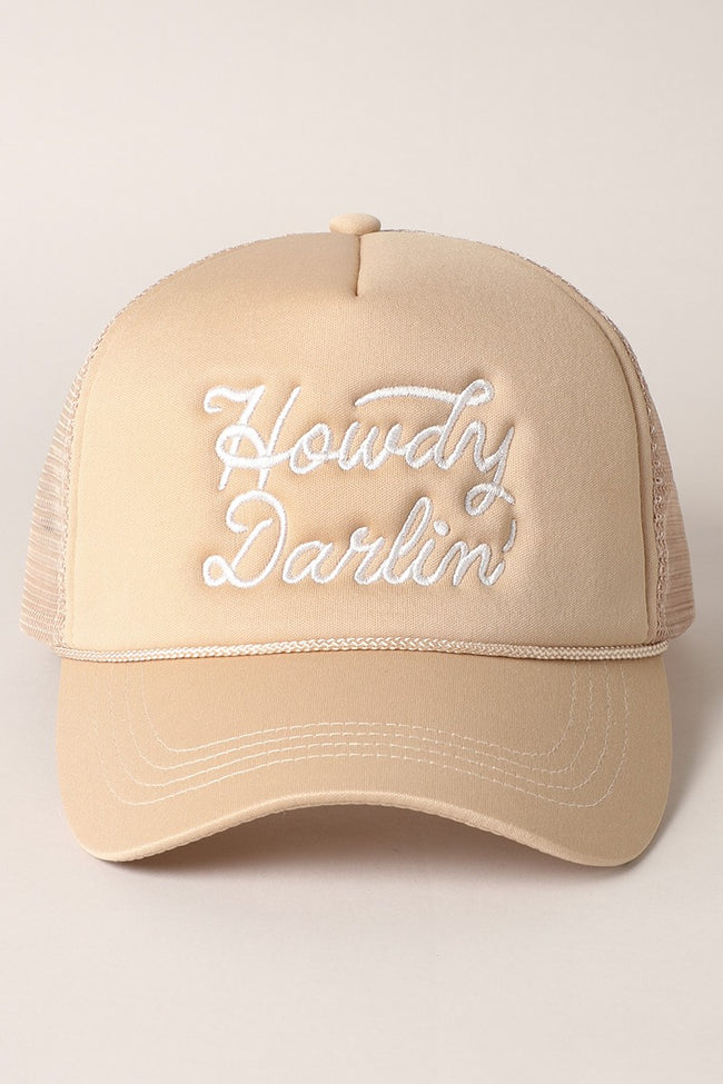 Beige "HOWDY DARLIN" Trucker Hat