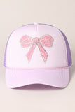 Lavender & Pearls Rhinestone Bow Patch  Trucker Hat