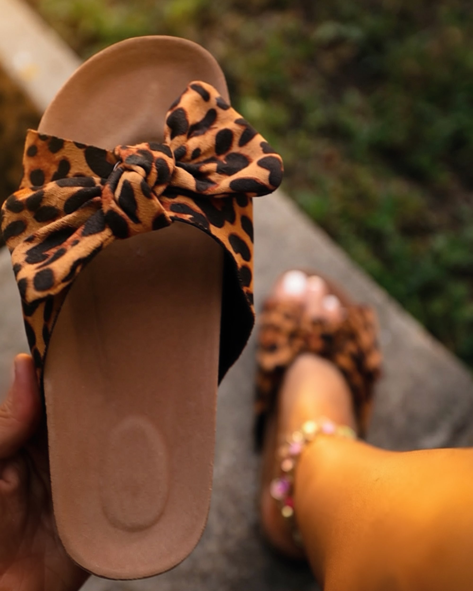 Coffee Leopard Slide Sandals