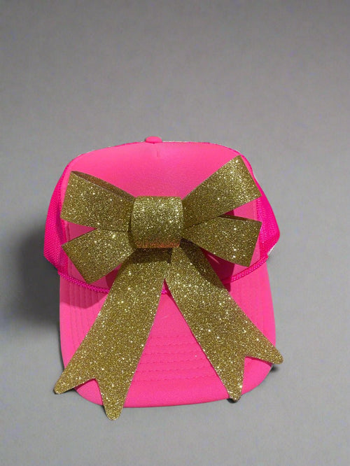 Custom Gold Bow HotPink Trucker Hat