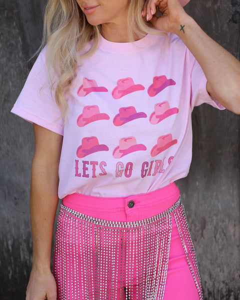 Pink 'Let's Go Girls" Graphic Tee - The Lace Cactus