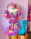 Fuchsia Horse Printed Poplin Dress