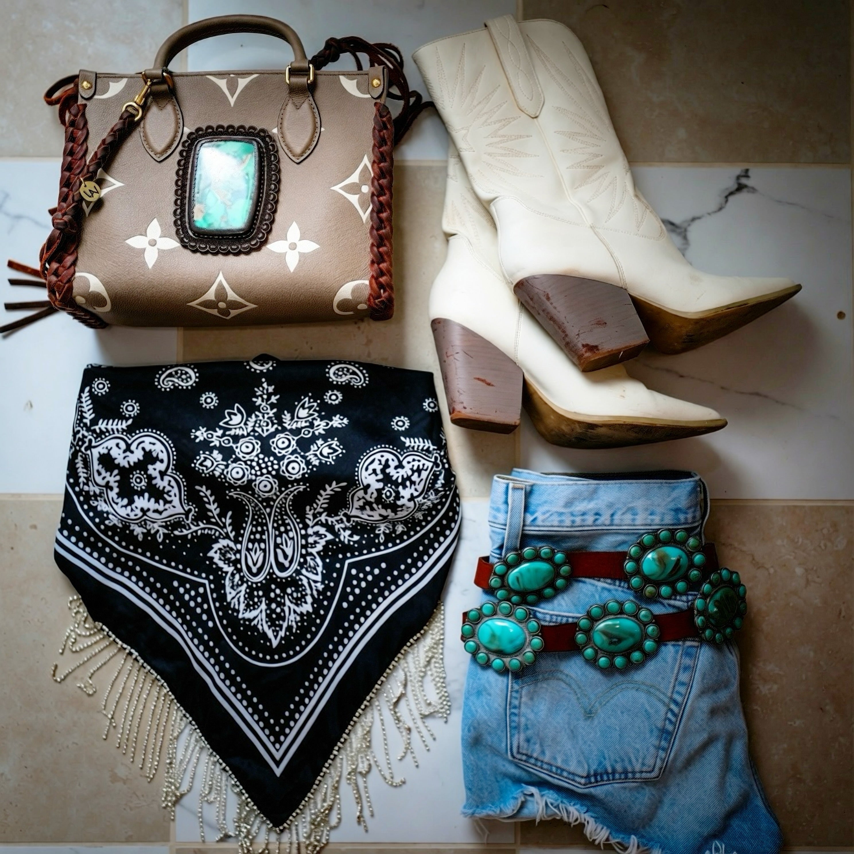 Paisley Black Fringe Bandana Top