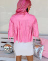 Pick Me Pink Faux Leather Fringe Jacket - The Lace Cactus