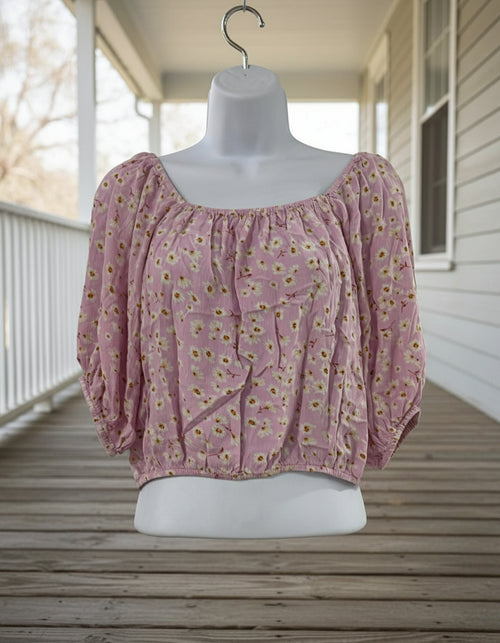 "KC" Pink Floral Crop Top-Lg