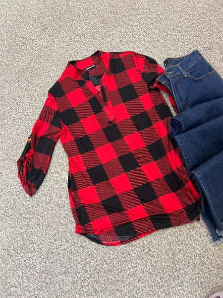 Nessa Red Flannel Top