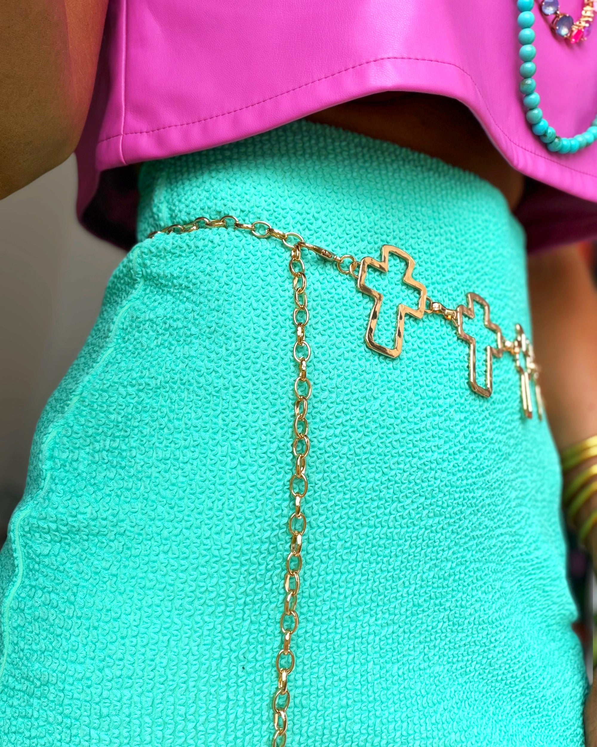 Hammered Cross Chain Link Belt