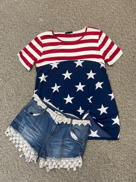 American Flag Knotted Top - The Lace Cactus