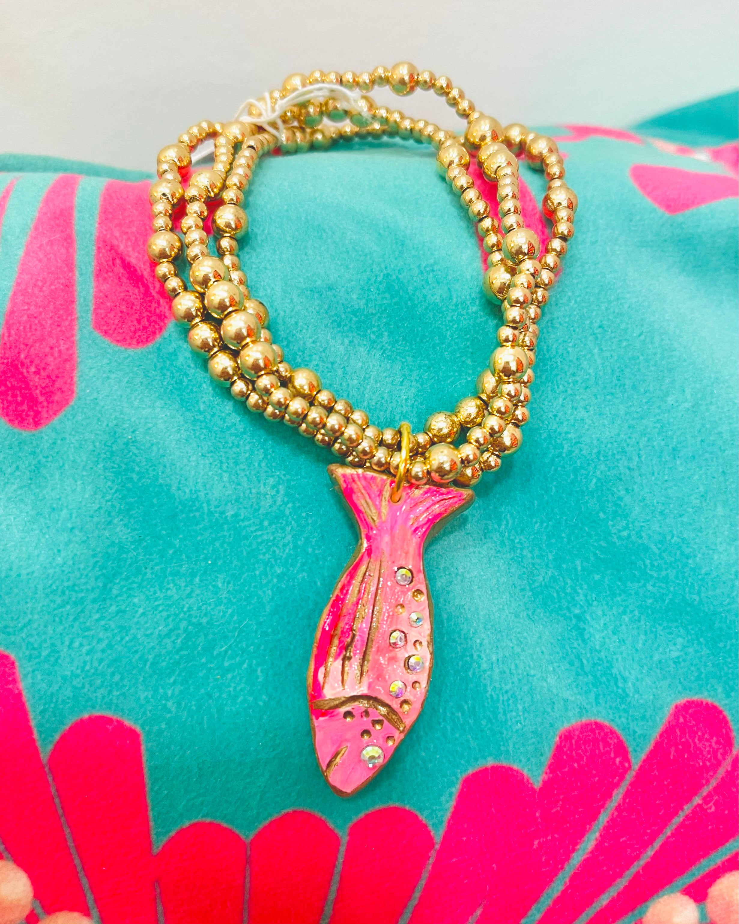 Neon Pink Handmade Charm bracelet {DISCO&SUEDE}
