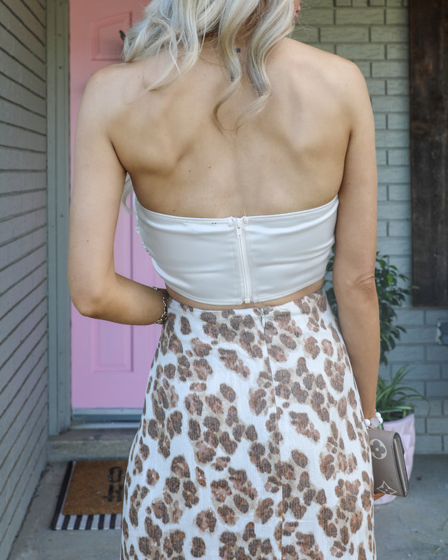 Sweetheart Ivory Satin Crop Top - The Lace Cactus