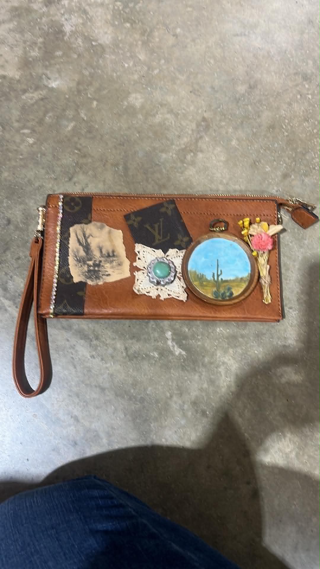 Custom Brown Western LV Clutch