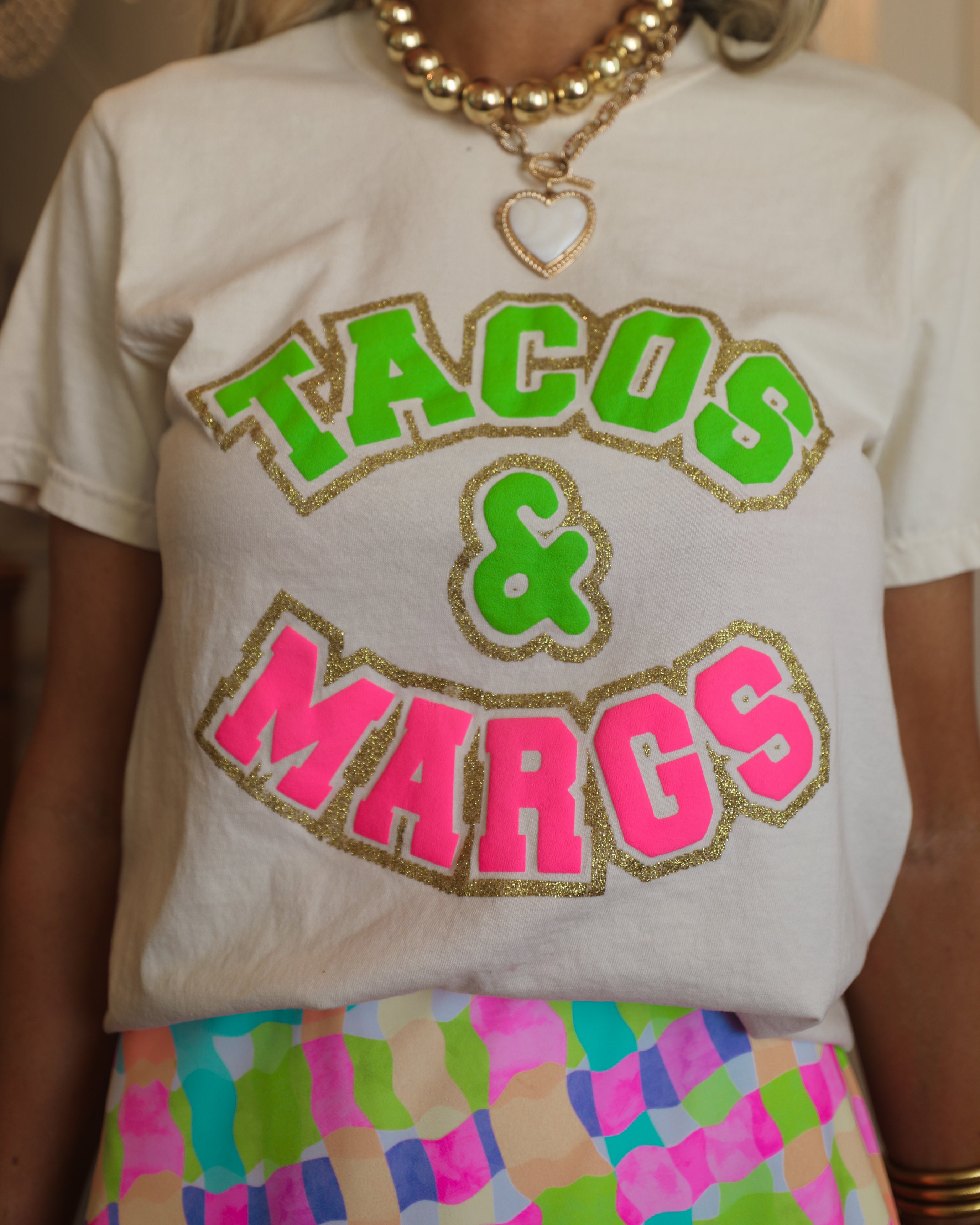 Cream "TACOS & MARGS"  Tee