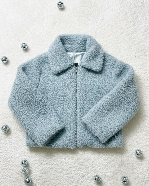 "KC" UGG Blue Gray Fuzzy Coat: Small