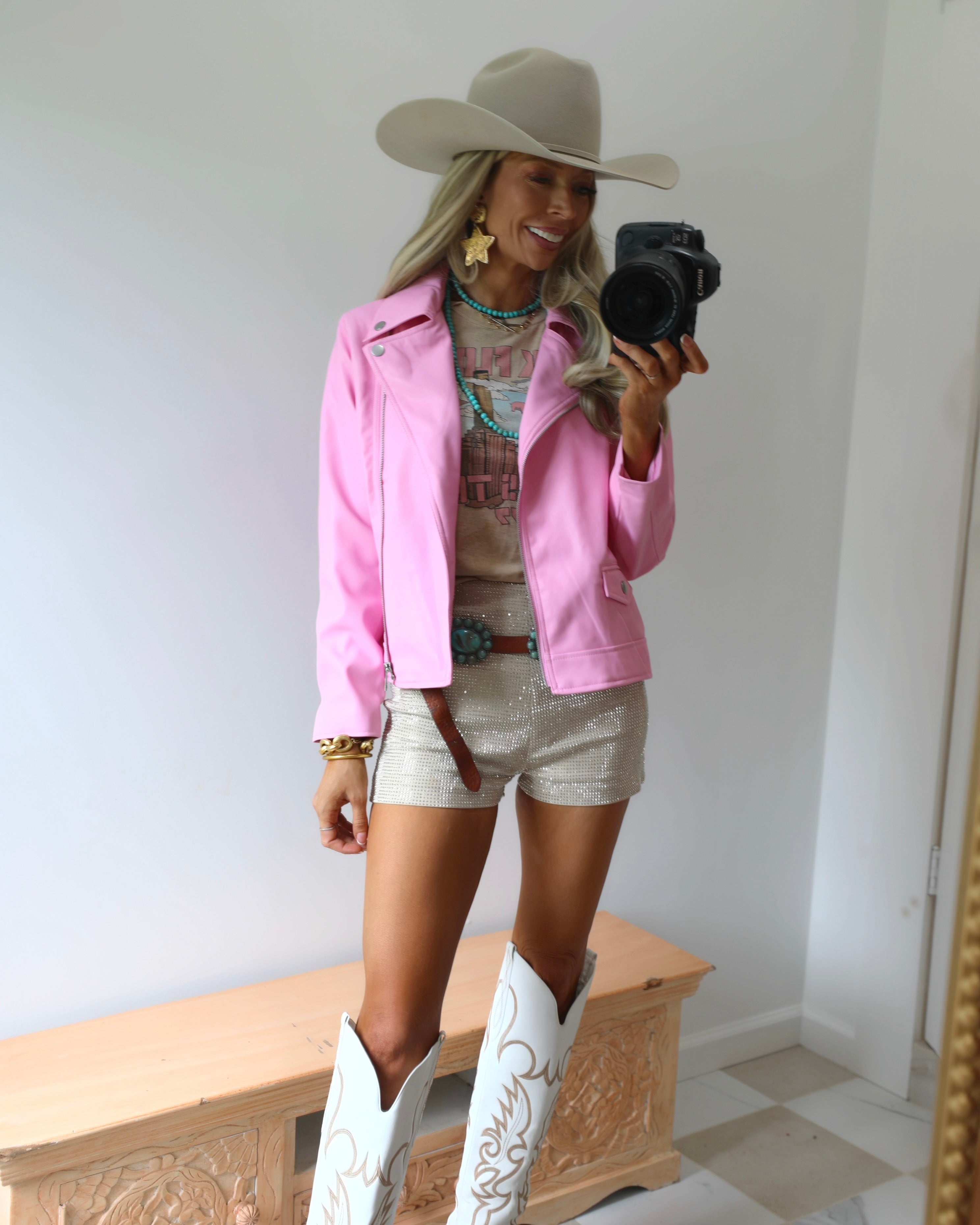 Barbie Pink Vegan Leather Jacket