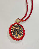 Red & Leopard Long Necklace