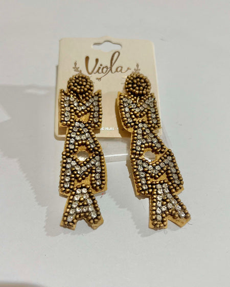 Leopard "Mama"  Lightning Bolt Earrings