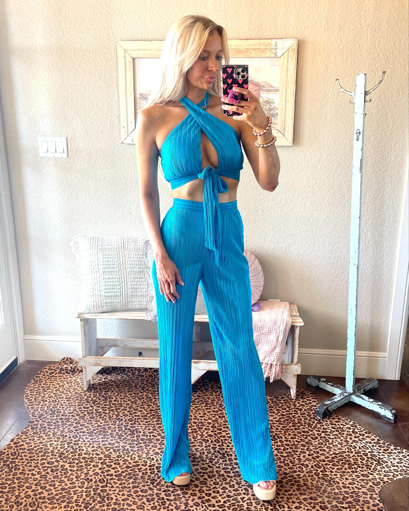 Turquoise Bali Halter Top & Pant Set