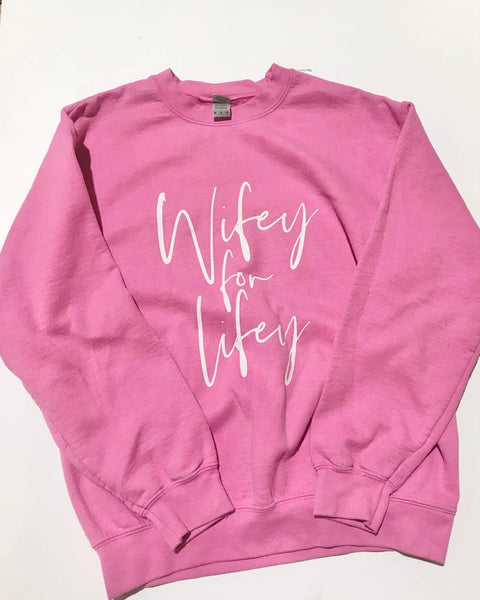 "KC" Pink Wifey for Lifey Sweatshirt Size: M