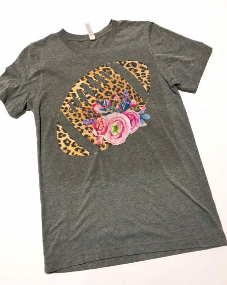 "KC" Pink & Leopard Softball Graphic Tee: SM