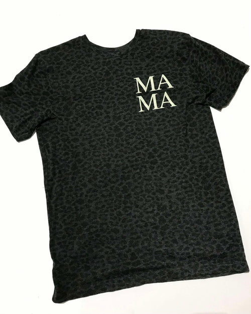 "KC" Black Leopard "MAMA" Graphic Tee: SM