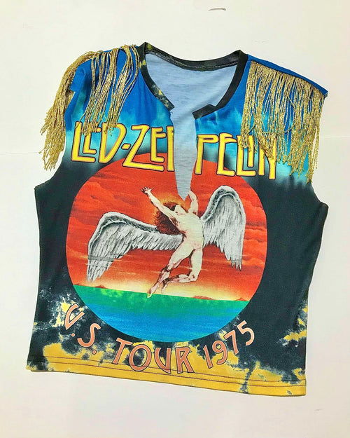 "KC"  LED Zeppelin Tank w/ Gold Fringe: SM