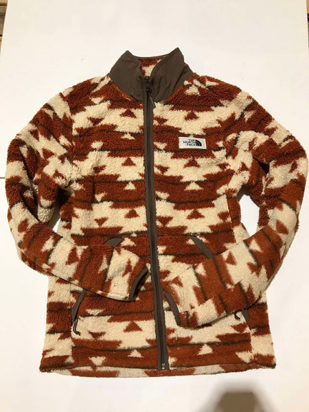 "KC" Ivory + Rust North Face Aztec Fuzz Jacket: SM