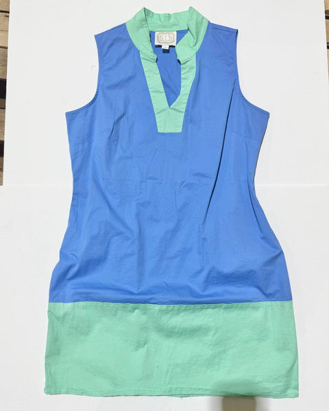 "KC" Sail to Sable Blue + Green SLeevless Dress:LG