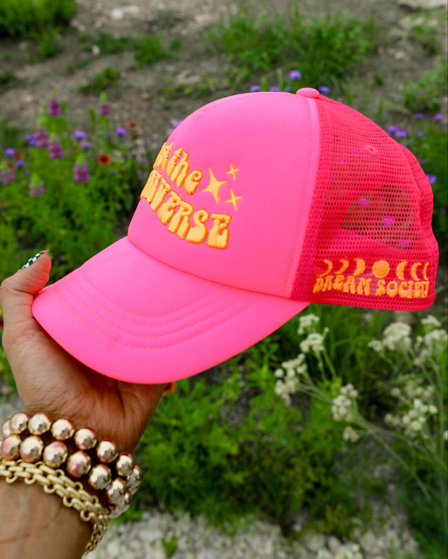 Hot Pink "Trust The Universe" Trucker Hat - The Lace Cactus